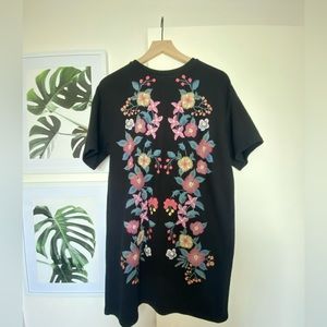 Black Dress with Floral Decals